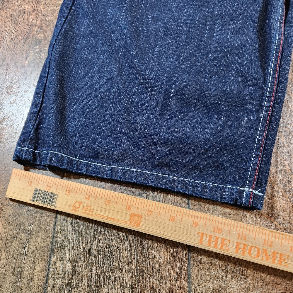 Corked Baggy Loose Jean Shorts Mens 38 Y2K Skater Denim Red Stitch Streetwear - Picture 10 of 11
